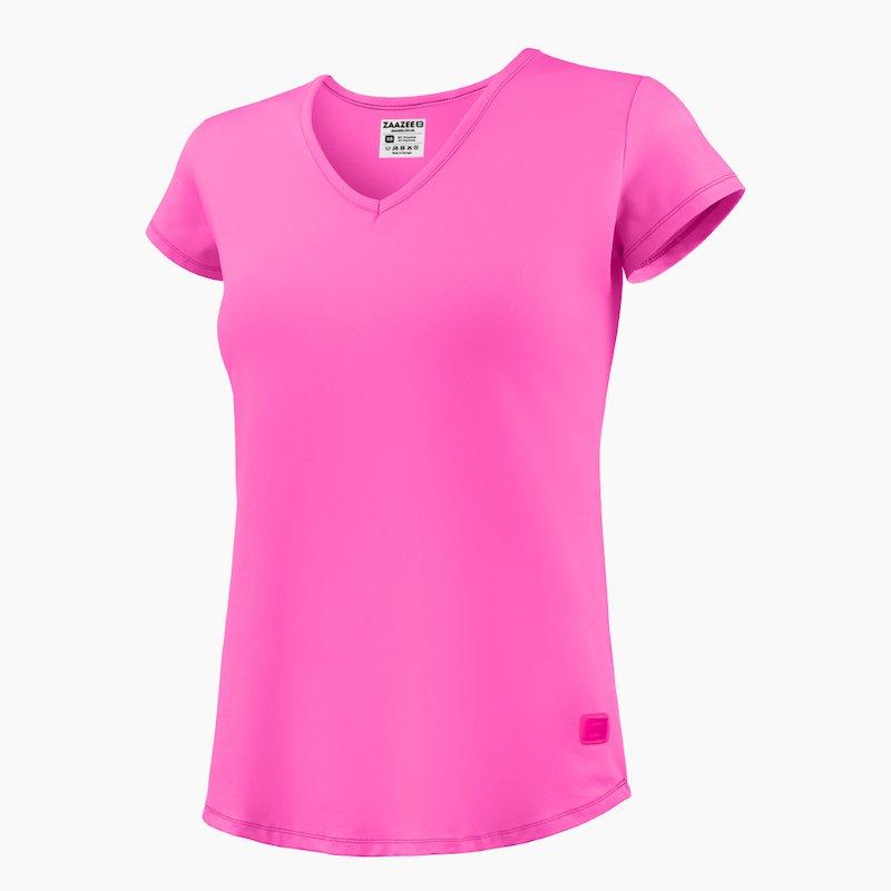 
            
                Load image into Gallery viewer, ZAAZEE Alyx V-Neck T-Shirt Pop Pink
            
        